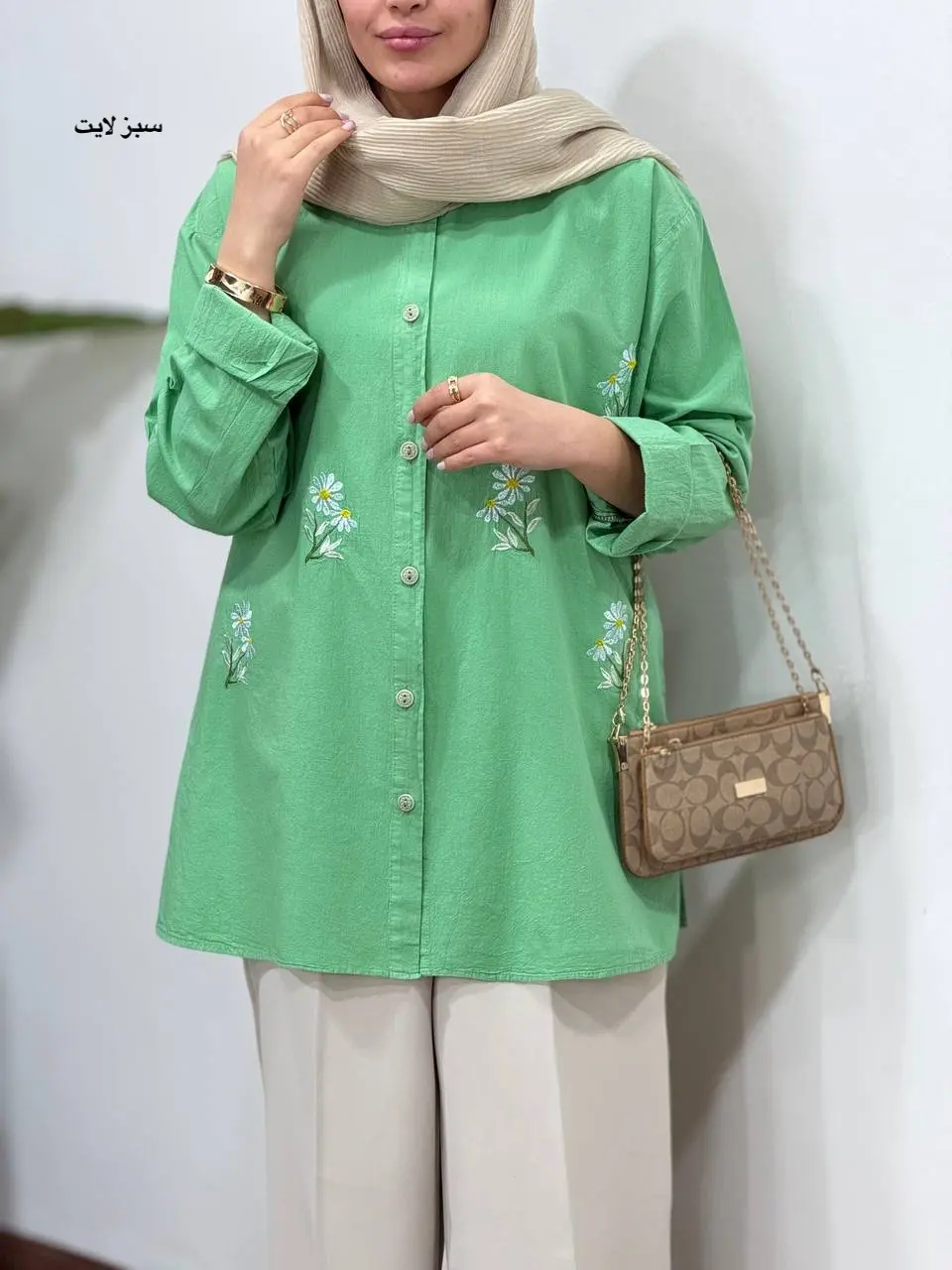 مانتو لینن گلدوزی آلاله